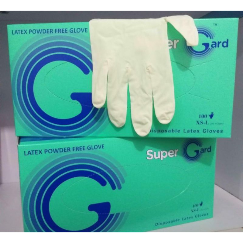 sarung tangan latex non powder supergard @100pcs 1 box