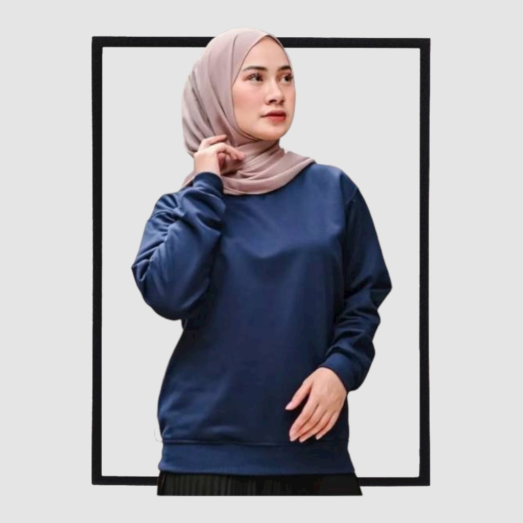 SWEATER_ID Basic Sweater Crewneck Donker Biru Navy Polos Unisex