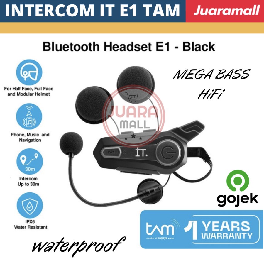 IT INTERCOM IT E1 BLUETOOTH HEADSET IT E1 INTERCOM HELM GARANSI RESMI TAM E1 TAM HI BASS ORIGINAL