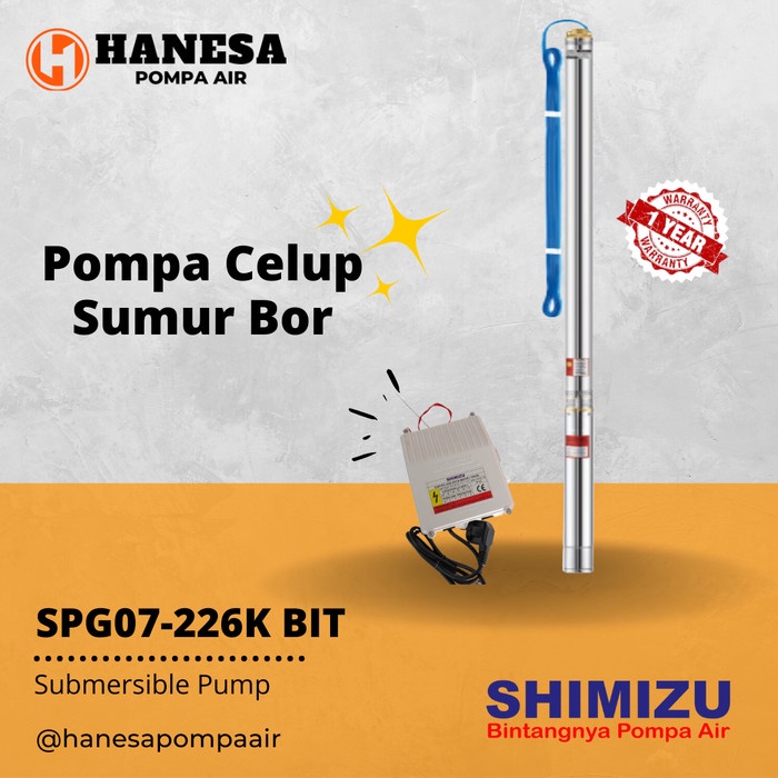 Shimizu SPG07-226K BIT (1/4 HP - W/ CABLE 30m) Pompa Celup Sumur Bor