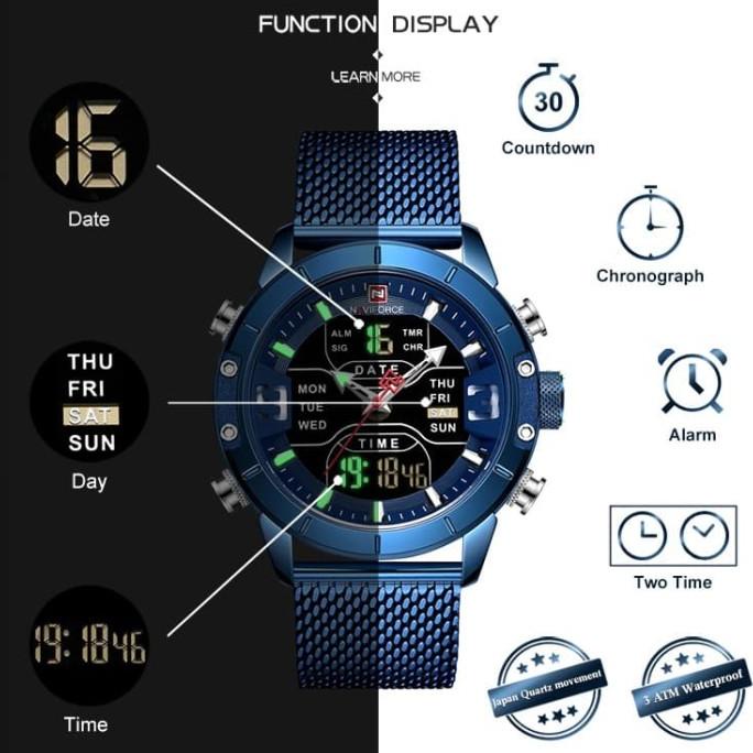 Naviforce Double Time Rantai Pasir - Jam Tangan Pria - 9153 - Original