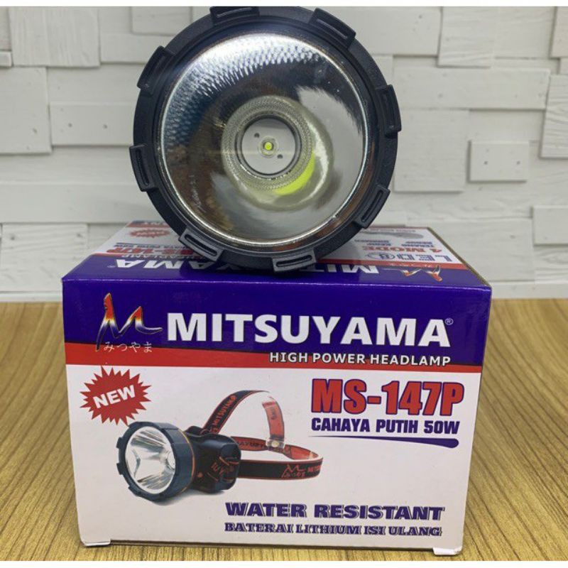 COD Senter Kepala LED 50Watt MITSUYAMA MS-147P Plus bohlam DC Cahaya Putih Headlamp 50W Dimmer Cahaya Putih