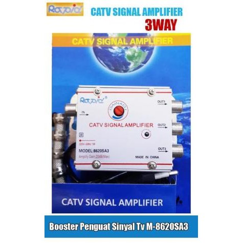 Spliter AC Booster 3 Way CATV Signal Amplifier sinyal kuat RAPID