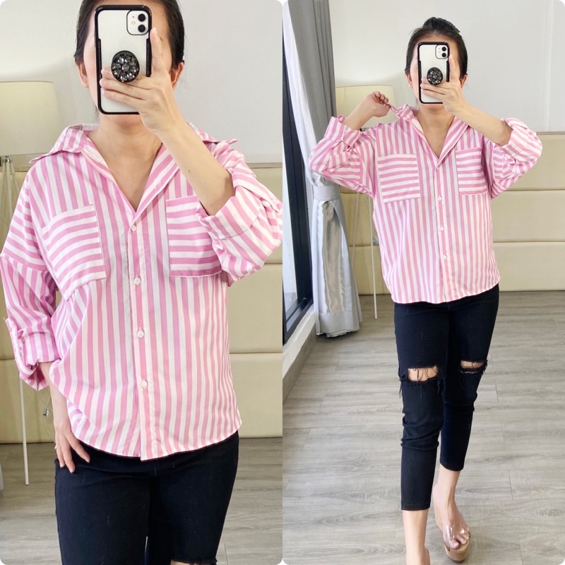 marketonline kemeja salur bahan katun / kemeja stripe