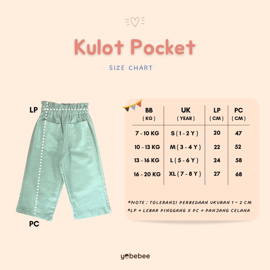 Yobebee Celana Panjang Kulot Linen Anak Perempuan Usia 2 4 6 8 Tahun Bawahan Kids Pants Katun Polos Model Casual Santai Girls Anak Cewek