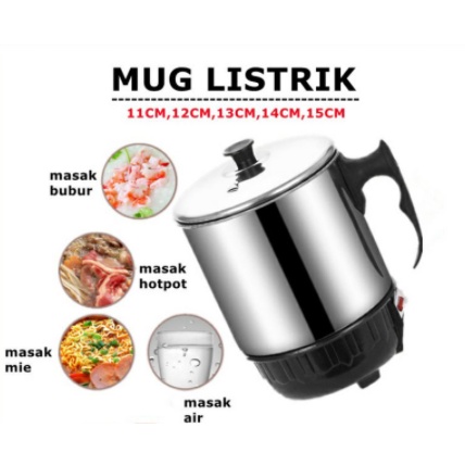 Teko Listrik Pemanas Air Mug Panci Stainless Steel Electric Heating Cup