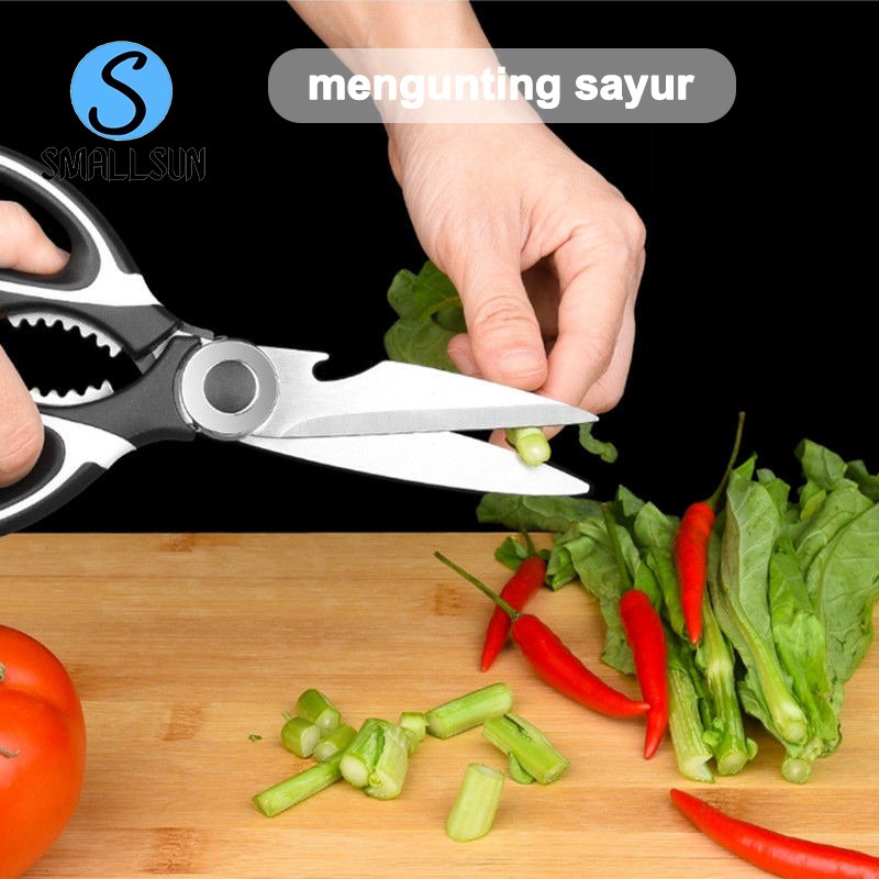 Gunting Dapur Serbaguna Gunting Ikan Ayam Daging Stainless Steel Black Murah hitam