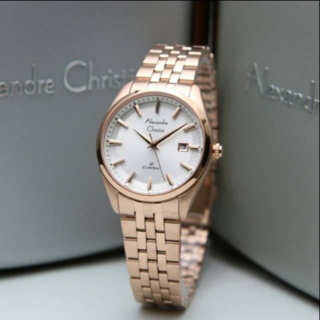 ALEXANDRE CHRISTIE AC8635 ROSEGOLD WHITE.ORIGINAL GARANSI RESMI 1 TAHUN