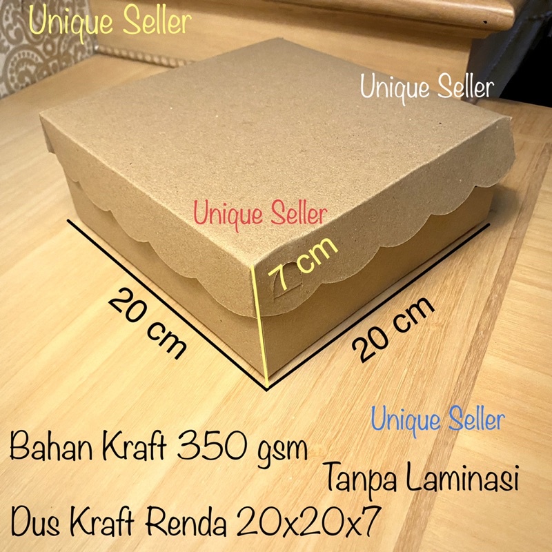 Dus Box Kotak Nasi R10k Kraft Renda 20x20x7 KRAFT RENDA 350 Gram / Dus Box Kotak Hampers 20x20 x 7 KRAFT RENDA 350 Gsm / Dus Box Kotak Kue Roti Hajatan R10 Kecil  20 x 20 x 7