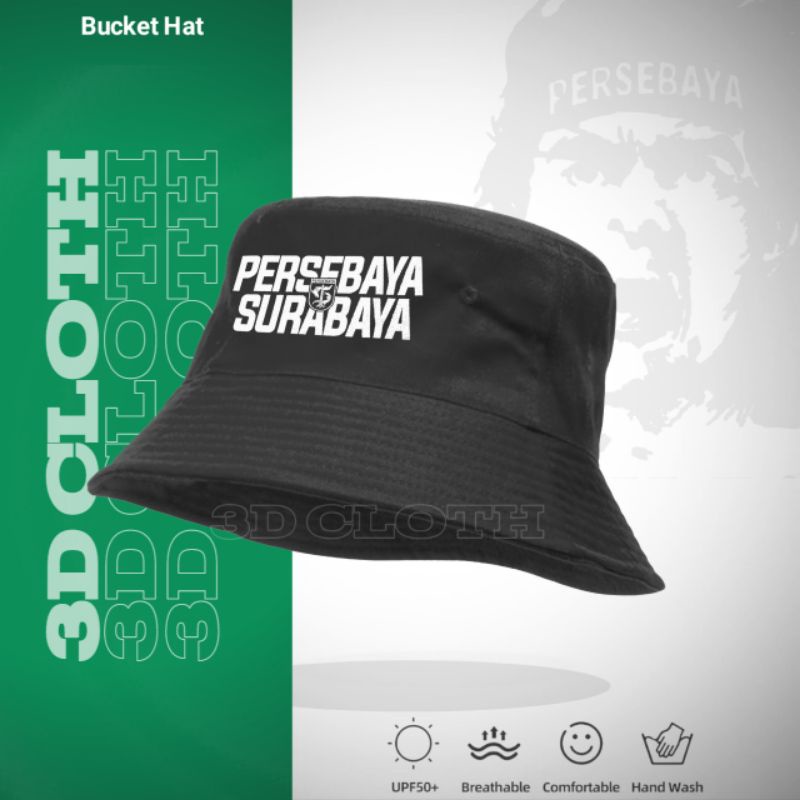 Topi Persebaya Surabaya Bucket / Bucket Hat Pria Wanita Dewasa Distro Logo Persebaya Surabaya