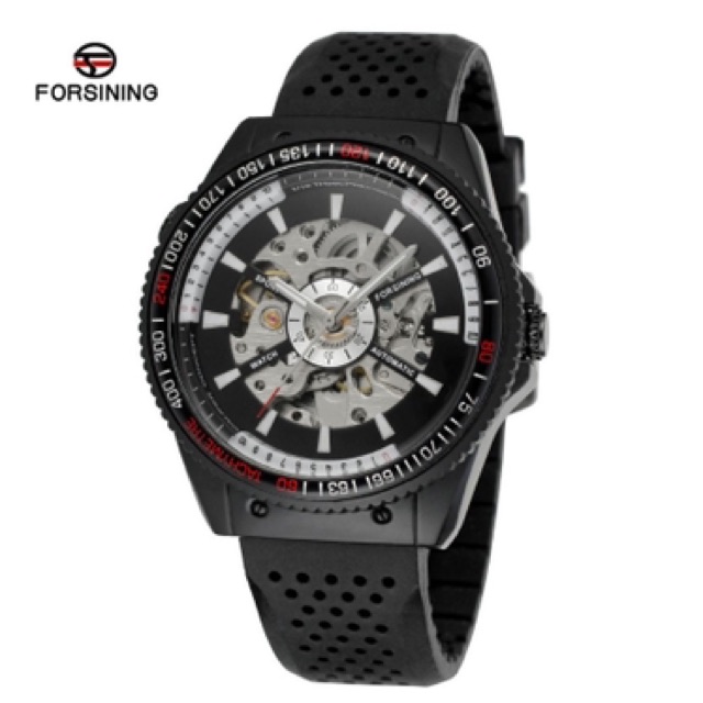 Jam Tangan Pria Automatic Transparan Sporty Luxury Rubber Silikon Strap Bezel Bisa Diputar