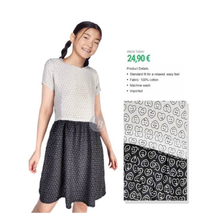 HM black & white smile love emoticon dress - anak