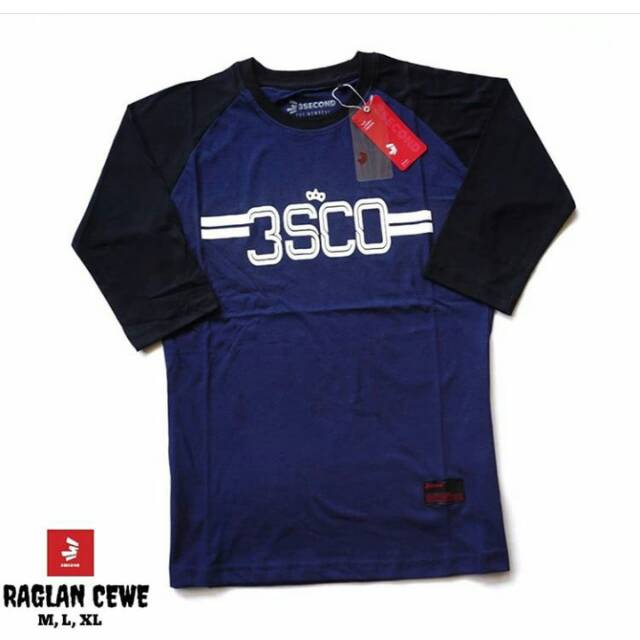 Raglan wanita kaos cewek 3 second dan greenlight grade ori