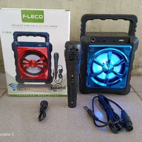 COD SPEAKER BLUETOOTH KARAOKE FLECO F-1914 PLUS MIC KARAOKE X-BASS//SPEAKER SLON AKTIF//SPEAKER KARAOKE X-BASS