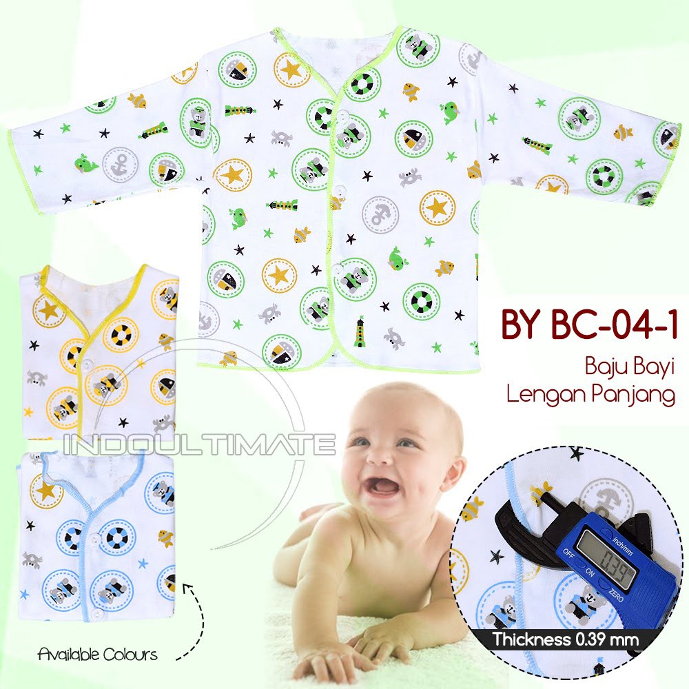 Baju Bayi DIPFY Double Knit Pakaian Kaos Atasan Lengan Panjang Bayi Newborn Baru Lahir BC-04-1