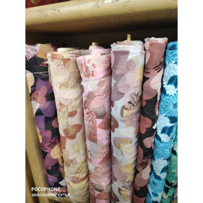 Kain Voal Monalisa Motif Kerudung atau Dress Sifon Silky