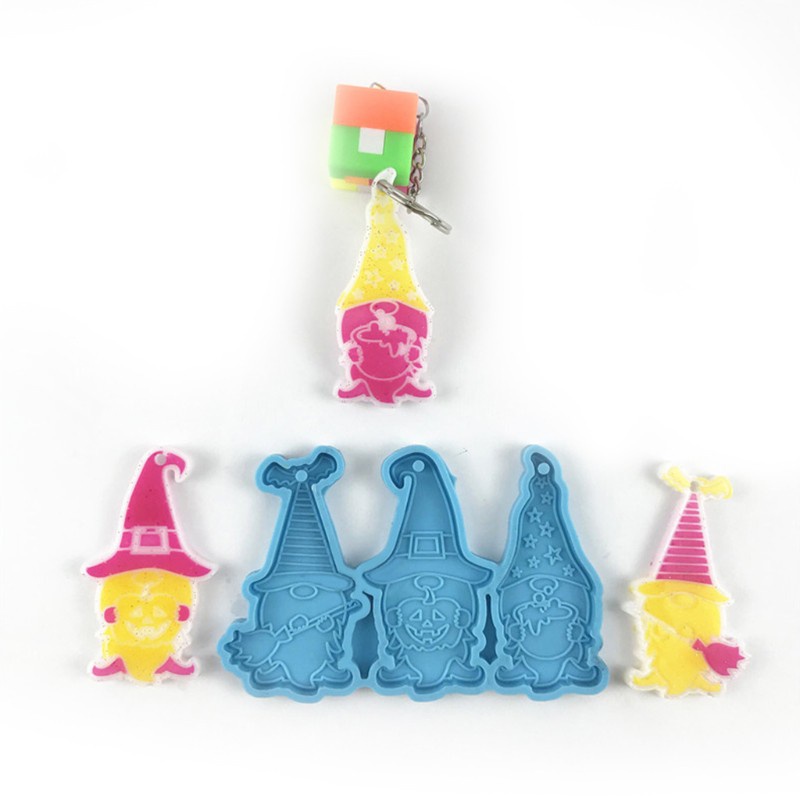 Glitter Halloween Gnomish Keychain Epoxy Resin Mold Dwarf Doll Pendant Silicone Mould