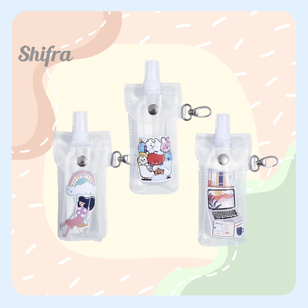 POUCH HAND SANITIZER MIKA UNIK LUCU GAMBAR BT21 KARAKTER SHIFRA (BOTOL SPRAY 100 ML)