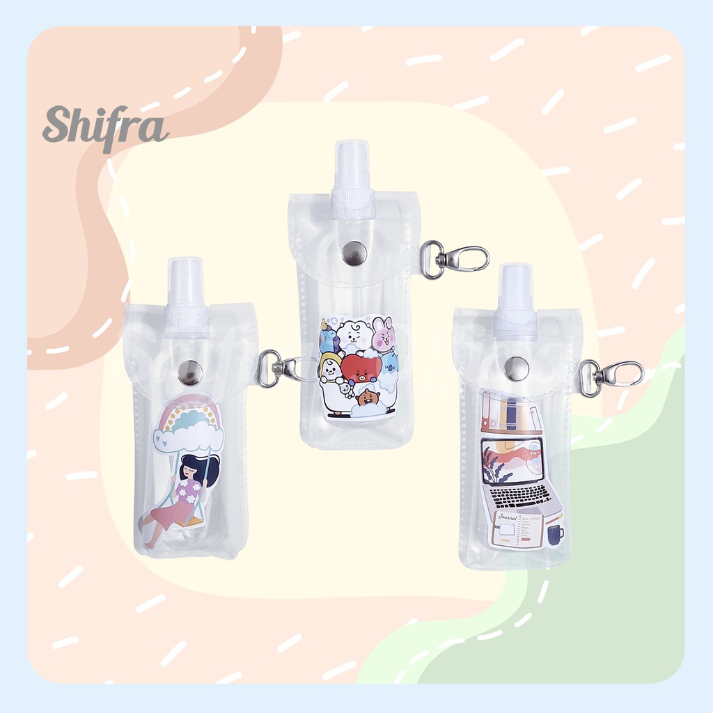 POUCH HAND SANITIZER MIKA UNIK LUCU GAMBAR BT21 KARAKTER SHIFRA (BOTOL SPRAY 100 ML)