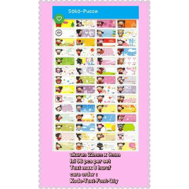 

Sticker Label Nama Waterproof PUCCA SERIES