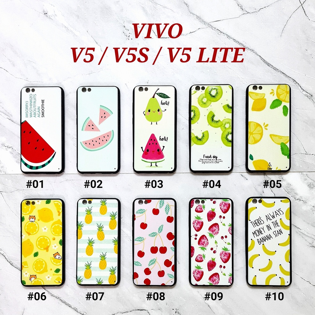 VIVO V5 V5S V5 LITE  V7  V7 PLUS  V9  Y71  Y83 - FRUIT Soft Hard Case Emboss UV Glossy