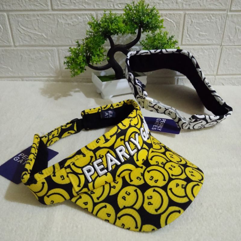 topi golf visor pearly gates smile