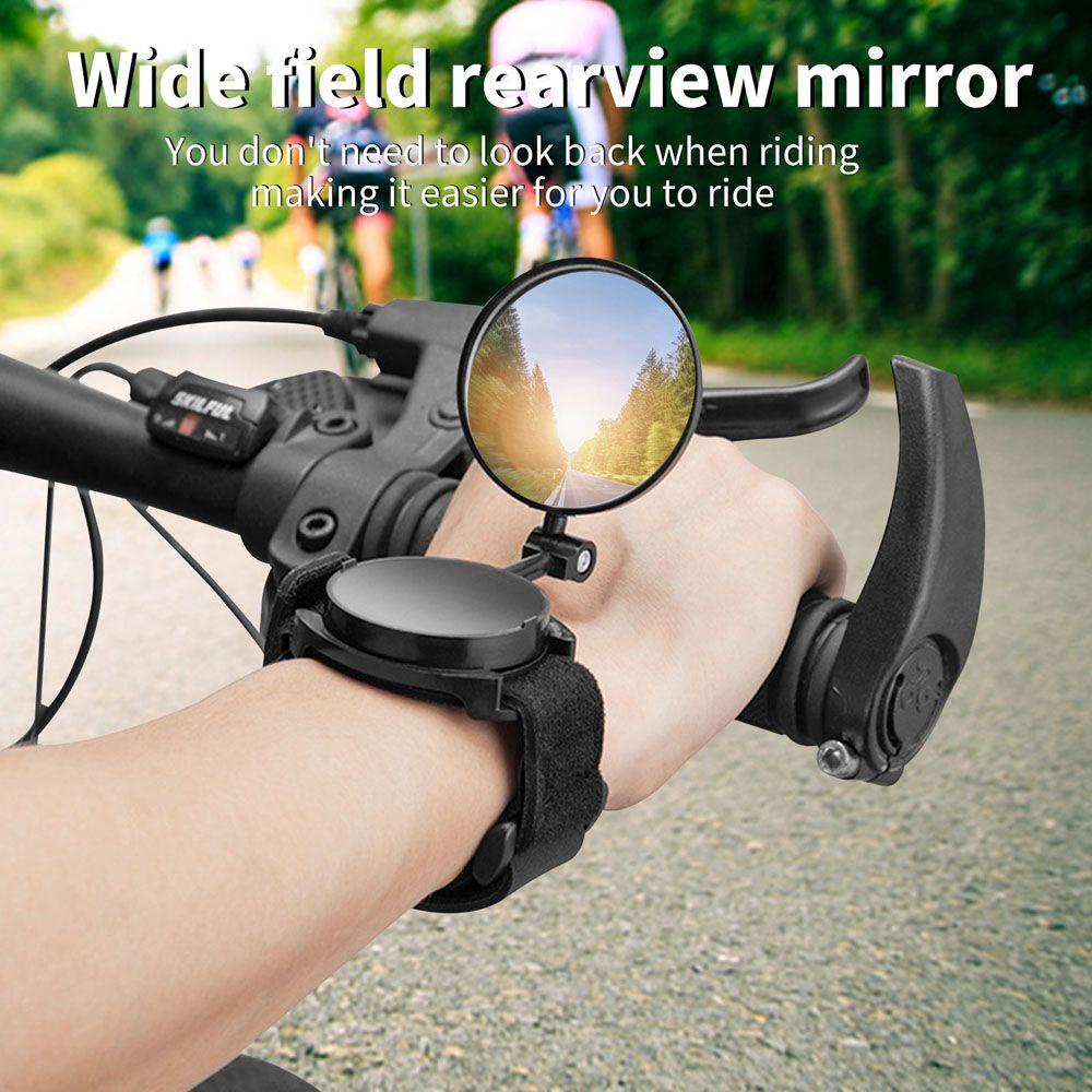 Lanfy Spion Sepeda Reflektor Wide-angle Aksesoris Sepeda Lipat Spion Reflektor Arm Wrist Strap Bike Bar End Mirror