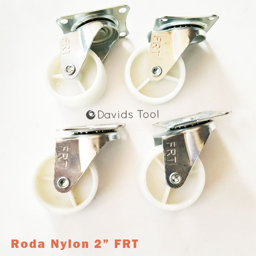 Roda Kulkas Lemari Meja Troli Nilon 2 Inch Hidup Putih Set FRT