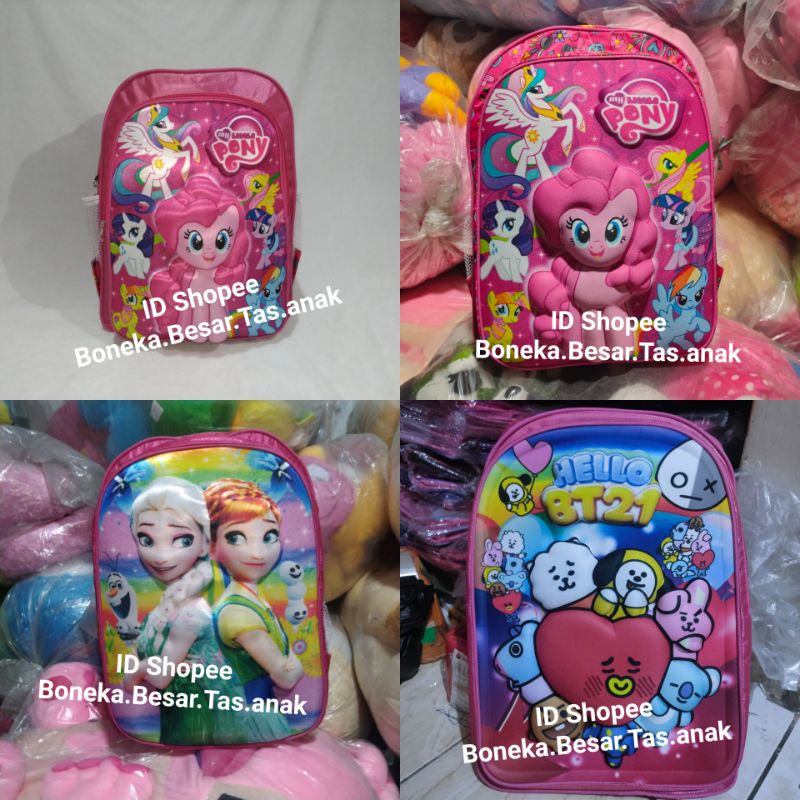 tas sekolah anak sd tk timbul 3D ransel kuda little pony poni full bermotif bt21 bt 21 bts