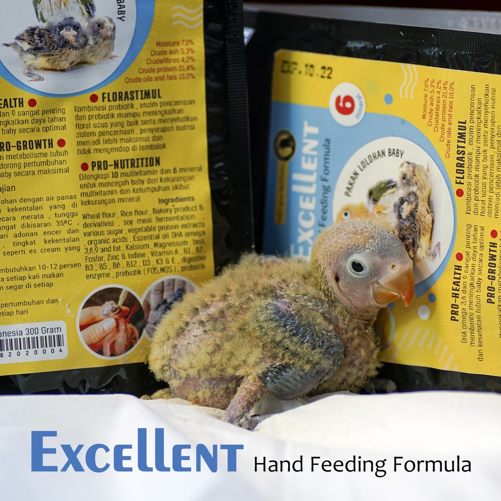 EXCELLENT Hand Feeding Formula , Pakan Lolohan Burung Baby Kenari ,finch  , Lovebird