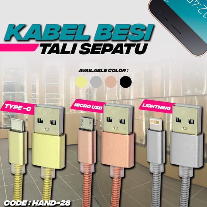 Kabel Charger Kabel Besi Tali Sepatu Data Cable Fast Charging Hand 28