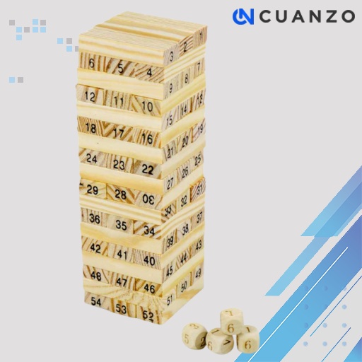 Permainan Uno Stako Kayu 54 Balok dengan 4 Dadu / Jenga Uno Game Balok Kayu Jumbo / Stacko Uno Kayu Jumbo Dadu Coklat / Uno Balok kayu Susun Tumpuk Ukuran Besar Kartu Edukasi Keluarga / Balok Kayu Jenga Angka Wooden Block Stacko Ukuran Sedang Murah Ori