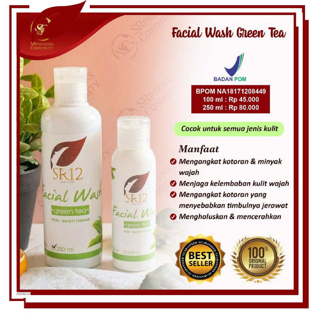 Jual SR12 Facial Wash Green Tea 250ml BPOM by kalamlangit Sabun