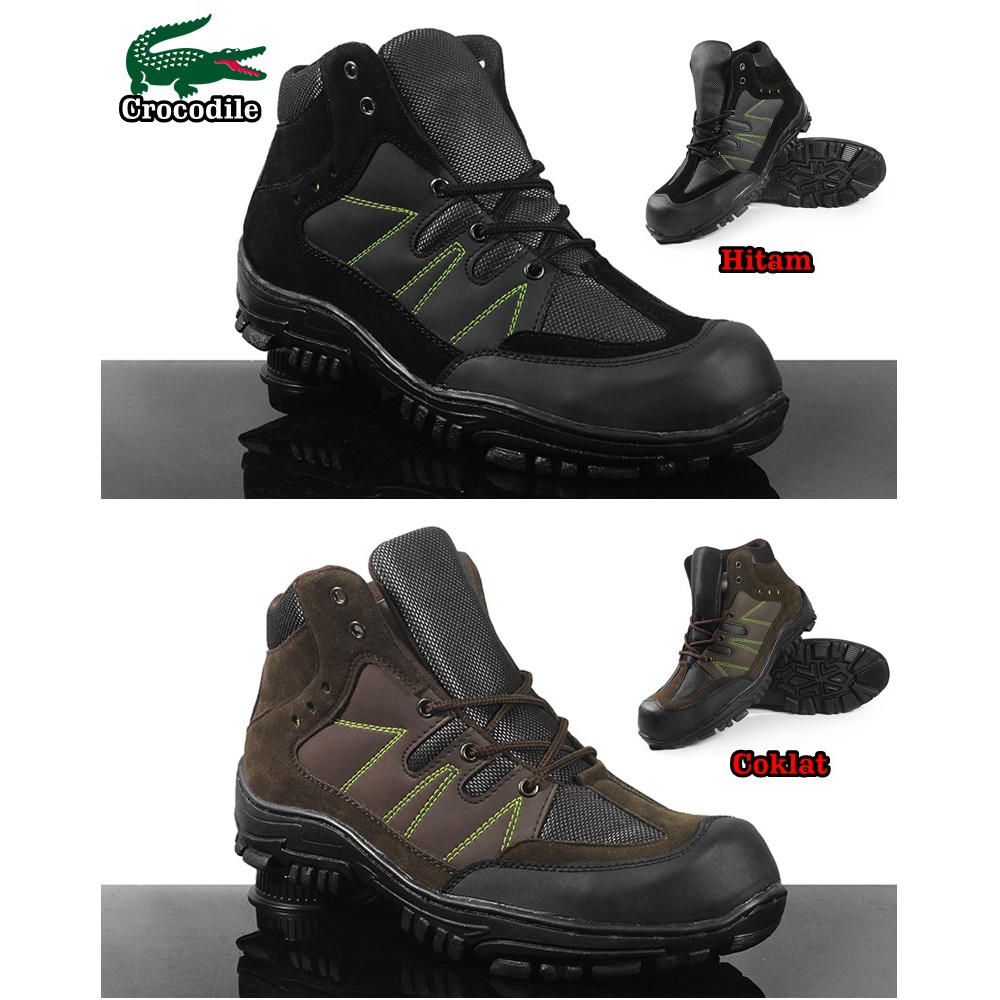 MS Shop - Sepatu Boots Safety Pria Crocodile Maung Bots PDL Ujung Besi Kerja Outdoor Trakking Hiking