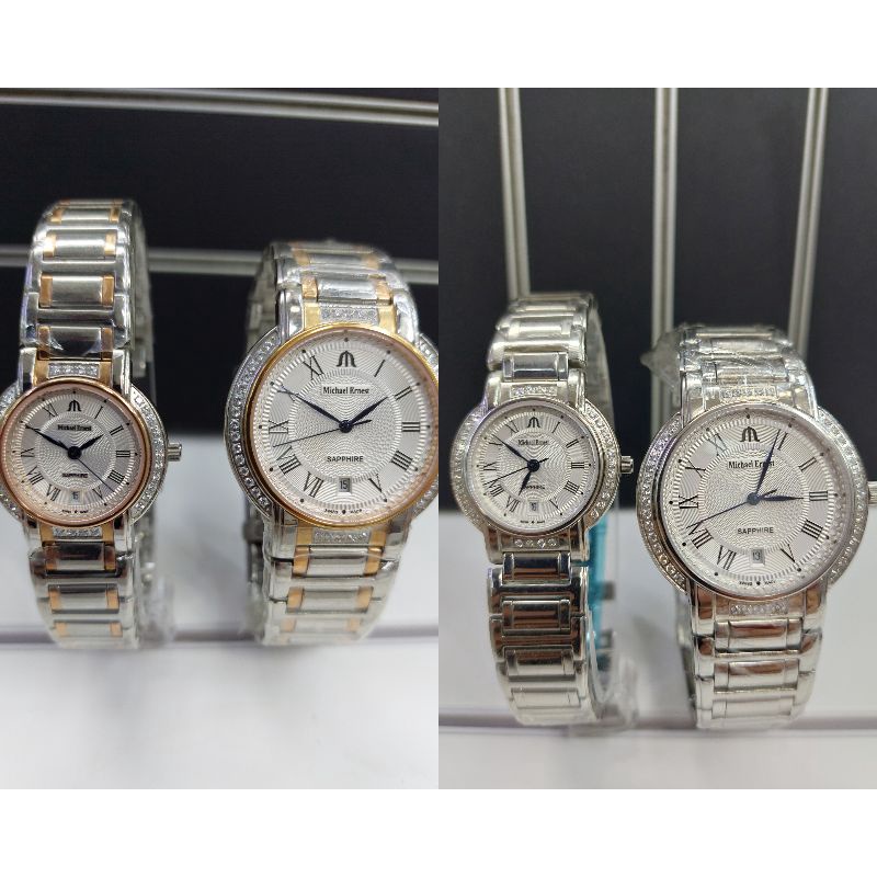 JAM TANGAN MICHAEL ERNEST ME 8520 ME8520 KOMBINASI COUPLE Saphire Glass