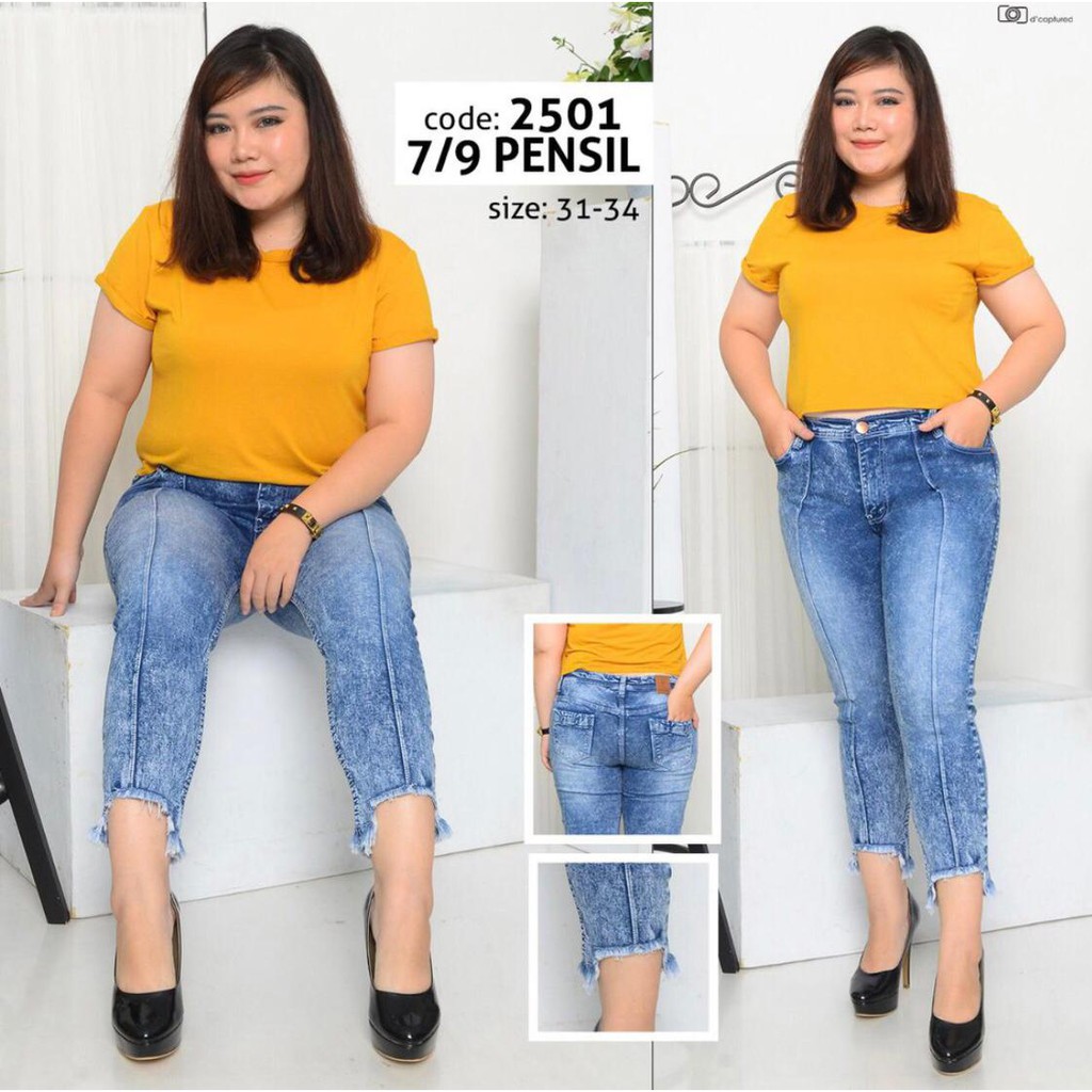 Celana Jeans Wanita 7/9 Pensil Tulang Rawis 31-34 35-38 Bisa Bayar Ditempat(COD)