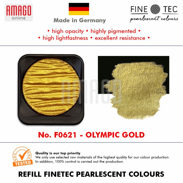 FINETEC - Pearlescent Watercolour - F0621 Olympic Gold - Round 30mm