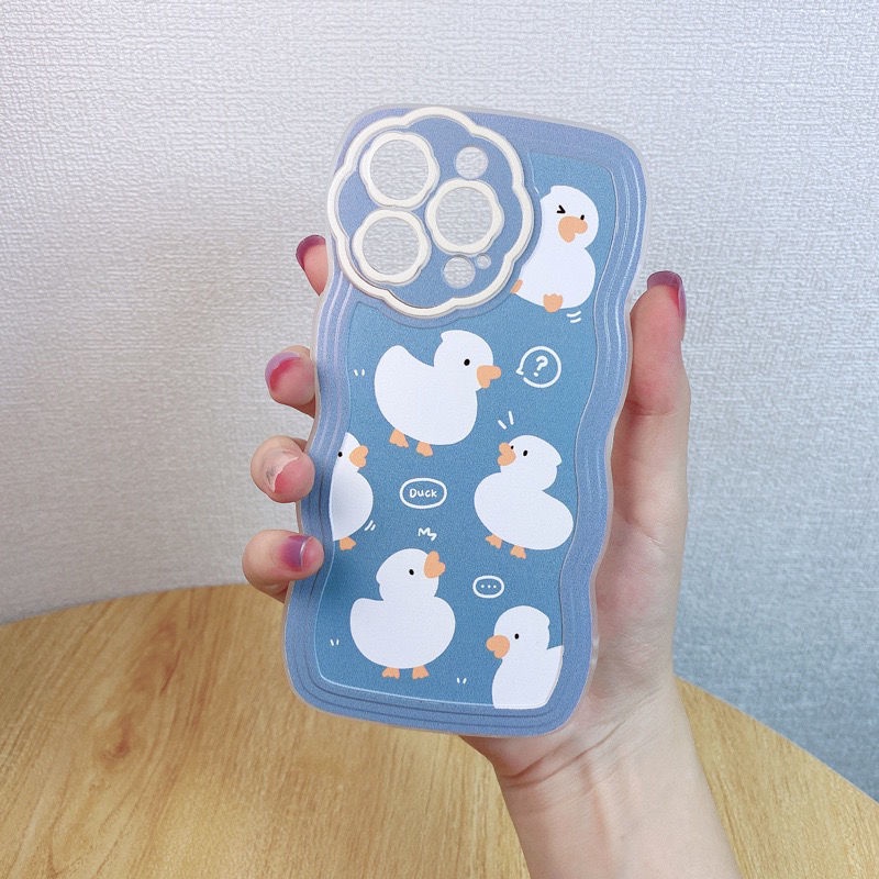 Soft Case Motif Bebek Biru Putih Gaya Korea Untuk iPhone 12promax 13 11 XS XR 8 Plus ffcf