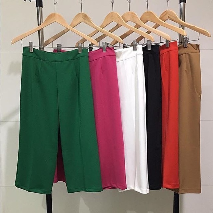 Grab It Fast Celana Kain Wanita Pinggang Karet E20D3 Kulot Kaos Super Jumbo  Y23L2  Bigsize 7/8 Cul