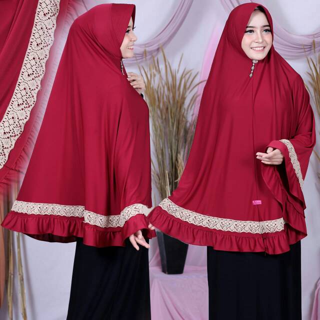 Hijab instan jumbo renda aliya / khimar jilbab jumbo murah