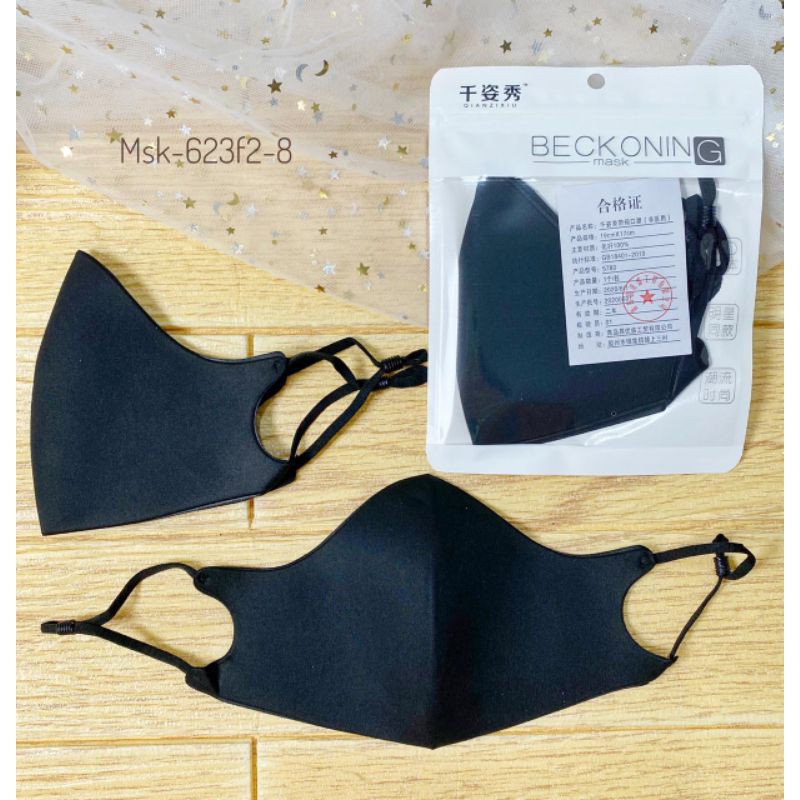 Masker mulut sponge BECKONING Dewasa New Desain PRESS Adjustable Hitam Korea IDOL K-POP KPOP Mask