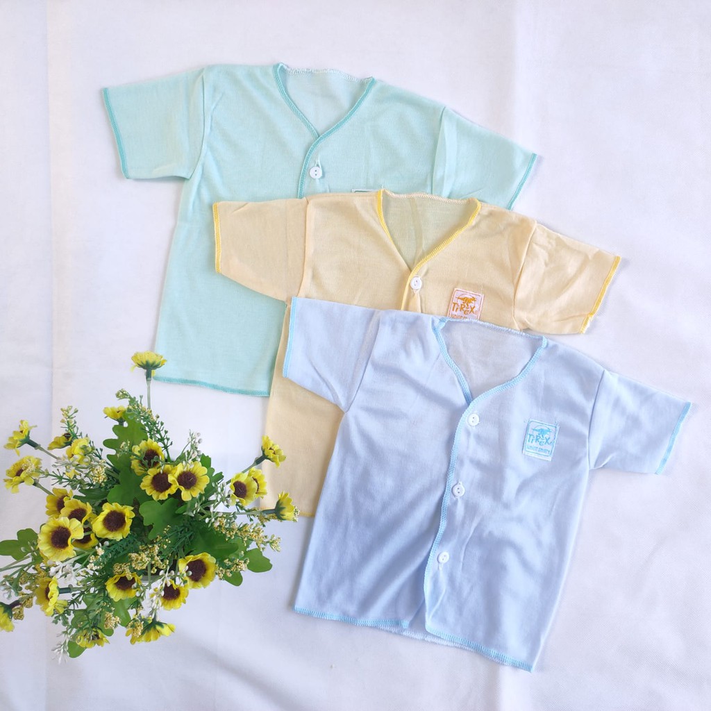 12 pcs Baju Bayi Anak  Atasan Lengan Pendek Warna Polos