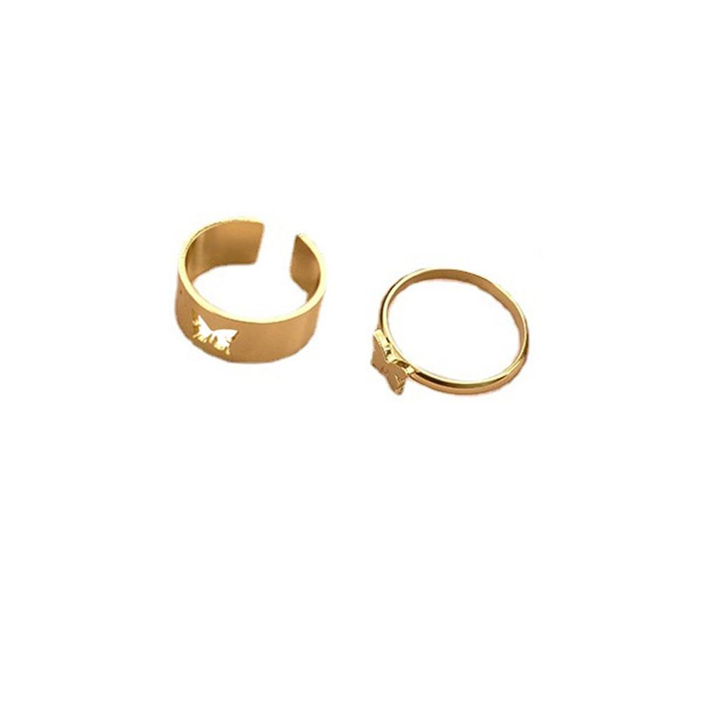 Nanas 2 Pcs Kupu-Kupu Cincin 2 Pcs Gadis Wanita Fashion Perhiasan Pernikahan Romantis Pasangan Ring