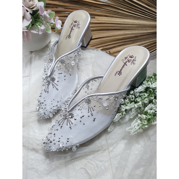 sepatu rullye silver cantik dan mewah 5cm tahu