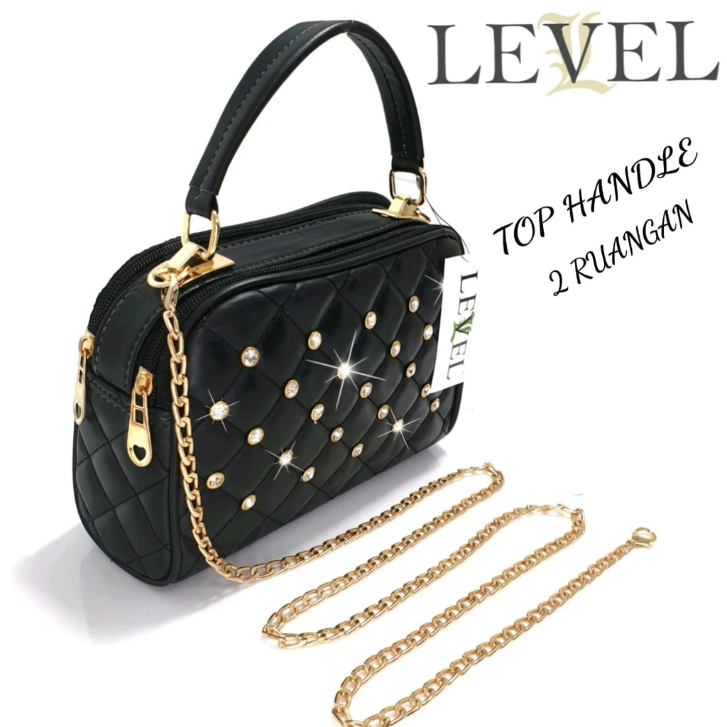 ( FREE DUSTBAG ) TAS LEVEL DIAMOND TOP HANDLE - TAS WANITA SLINGBAG FASHION TAS BATAM DOMPET KERANG