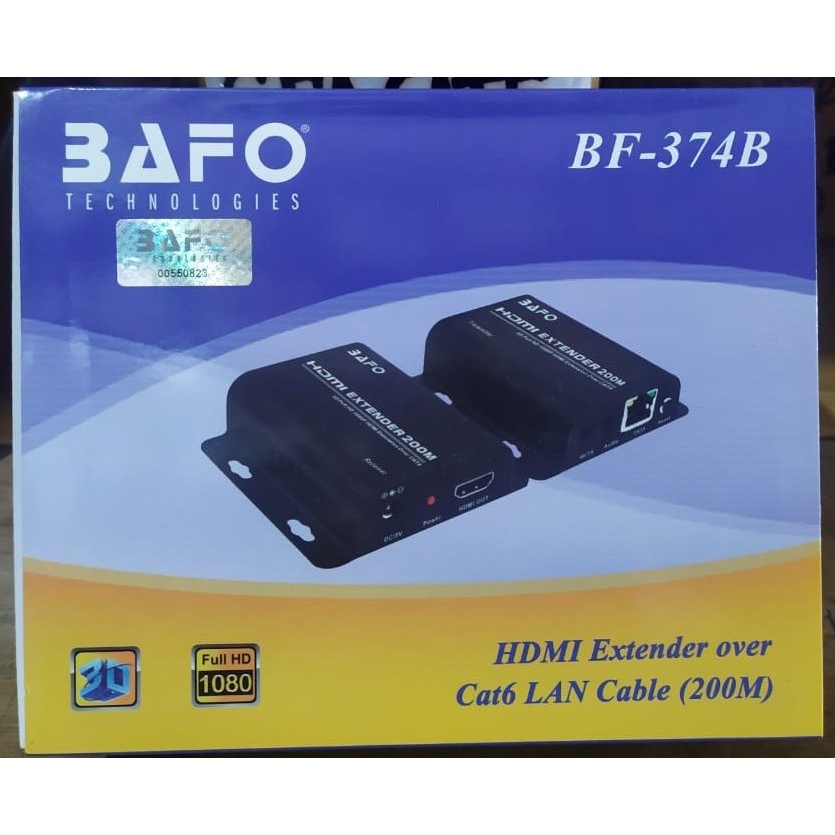 BAFO HDMI Extender Over Cat6 Lan Cable 200 Meter BF-374B ORIGINAL