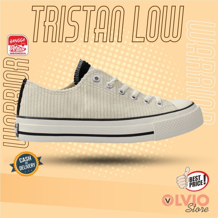 ramas Warrior TRISTAN LC - Sepatu Vulcanized Cordura Pria/Wanita Warrior Ori - Black/White, 42 mrh