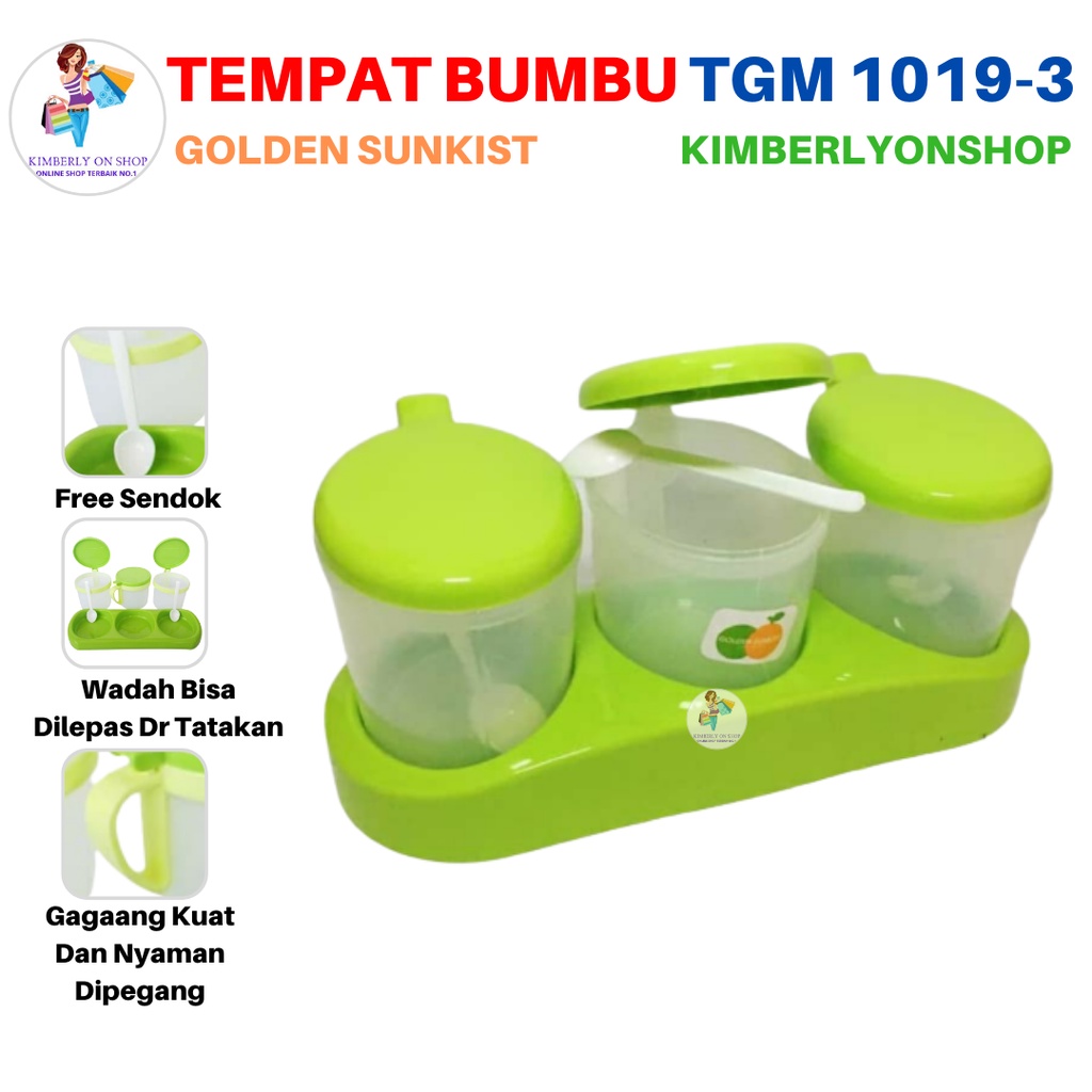 Tempat Garam Merica Lada Wadah Bumbu Set 3 TGM 1019-3 Golden Sunkist