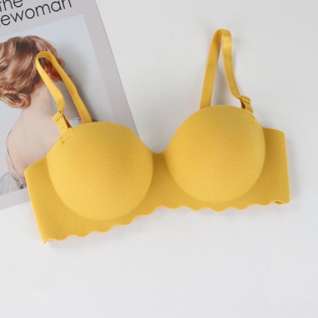 Blackpink Bra Seksi Push Up Invisible BH Bralette Strapless Pakain Dalam Wanita 1129-YELLOW