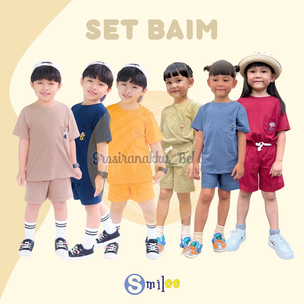 Setelan Anak Unisex Baim Smilee Mix Warna Size 1-5 Tahun